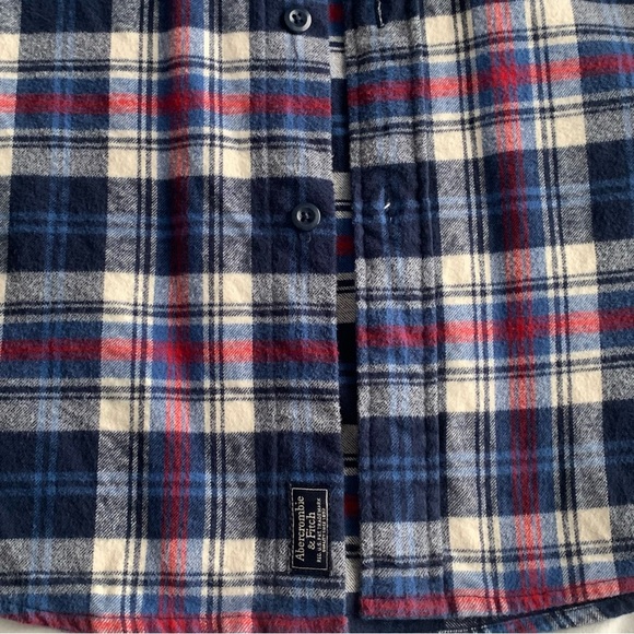 Men Abercrombie & Fitch XXL Plaid Button Long Sleeve Flannel Shirt Rodeo Preppy - Picture 7 of 13